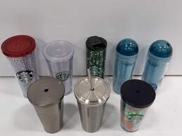 Bundle of 8 Assorted Starbucks Travel Tumblers with Lids & Straw