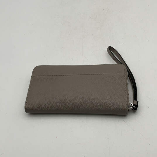 Womens Gray Leather Credit Card Holder Inner Zipper Pocket Wristlet Wallet image number 4