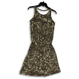 Womens Green Floral Round Neck Sleeveless Fit And Flare Dress Size XS