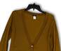 Womens Yellow Long Sleeve Ribbed Cuff Button Front Cardigan Sweater Size M image number 3
