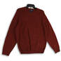 Mens Red Knitted Crew Neck Long Sleeve Pullover Sweater Size Medium image number 1