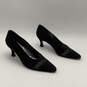 Womens Black Pointed Toe Fashionable Slip-On Kitten Pump Heels Size 8.5 AA image number 6