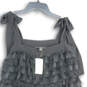 NWT Womens Black Square Neck Sleeveless Fringe Mini Dress Size Large image number 3