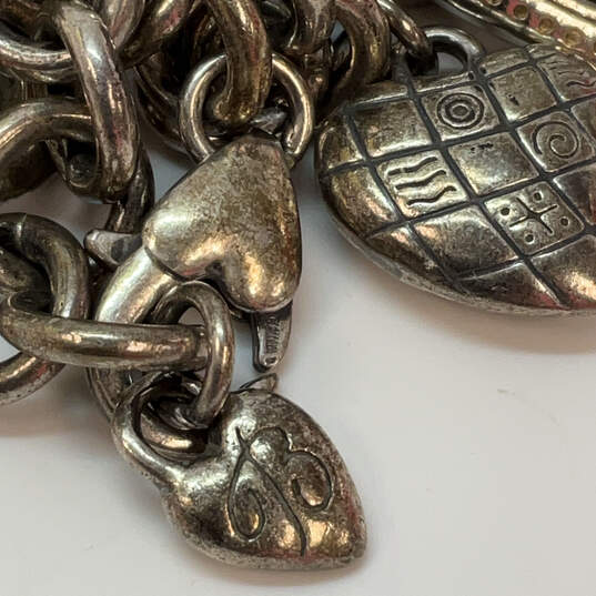 Designer Brighton Silver-Tone Lobster Clasp Heart Link Chain Charm Bracelet image number 4