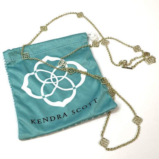 Designer Kendra Scott Silver-Tone Devalyn Long Chain Necklace w/ Dust Bag image number 3