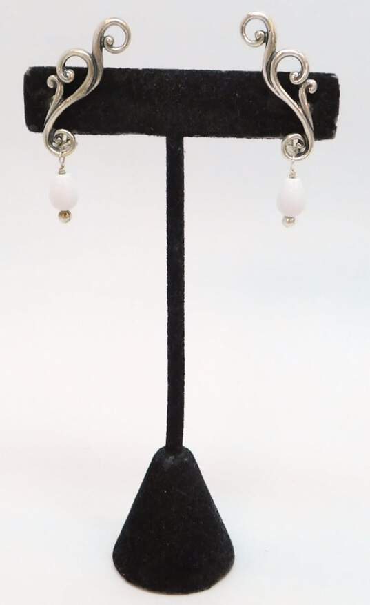 Carolyn Pollack Relios 925 Sterling Silver Faux Stone Scrolled Ear Climber Drop Earrings 6.1g image number 1