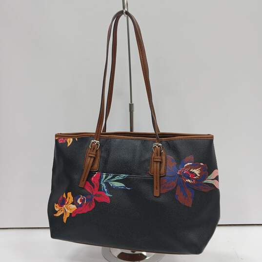 Dana Buchman Floral Pattern Faux Leather Shoulder Handbag image number 2