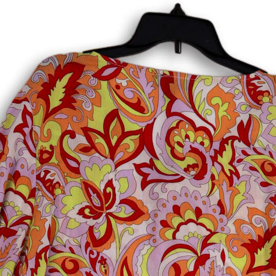 NWT Womens Multicolor Floral Print 3/4 Sleeve Pullover Tunic Top Size 1X image number 4