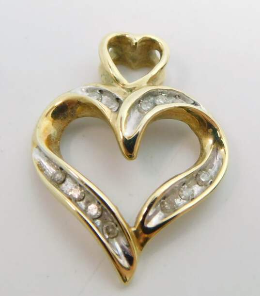 10K Yellow Gold 0.10 CTTW Diamond Heart Pendant 1.5g image number 3