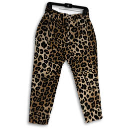 Womens Brown Black Leopard Print Elastic Waist Pull-On Ankle Pants Size S alternative image