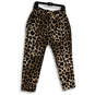 Womens Brown Black Leopard Print Elastic Waist Pull-On Ankle Pants Size S image number 2