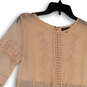 Womens Beige Long Sleeve Round Neck Back Zip Fit & Flare Dress Size 6 image number 3