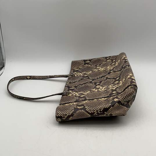 Michael Kors Womens Brown Snake Skin Bottom Stud Double Handle Tote Bag Purse image number 4