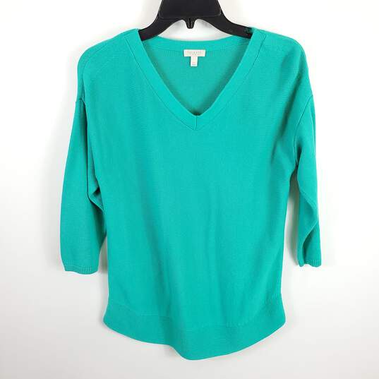 Talbots Women Green Knitted Long Sleeve Top L image number 1