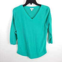 Talbots Women Green Knitted Long Sleeve Top L