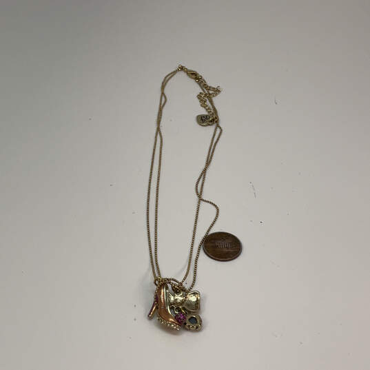 Designer Betsey Johnson Gold-Tone Adjustable Chain Heels Pendant Necklace image number 2
