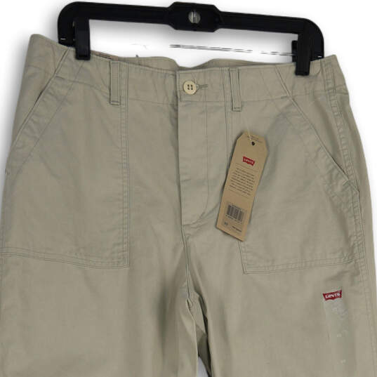 NWT Mens Gray Flat Front Cuffed Straight Leg Utility Chino Pants Size 30 image number 3