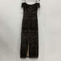 NWT Womens Black Embroidered Mesh Off The Shoulder Back Zip Maxi Dress Sz 6 image number 2