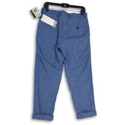NWT Mens Blue Flat Front Pockets Cuffed Straight Leg Dress Pants Size 30X30 alternative image