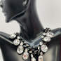 Designers Givenchy Black Clear Crystal Stone Curb Chain Statement Necklace image number 3