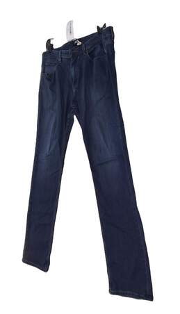 Womens Blue Stretch Dark Wash Pockets Bootcut Leg Denim Jeans Size 33 alternative image