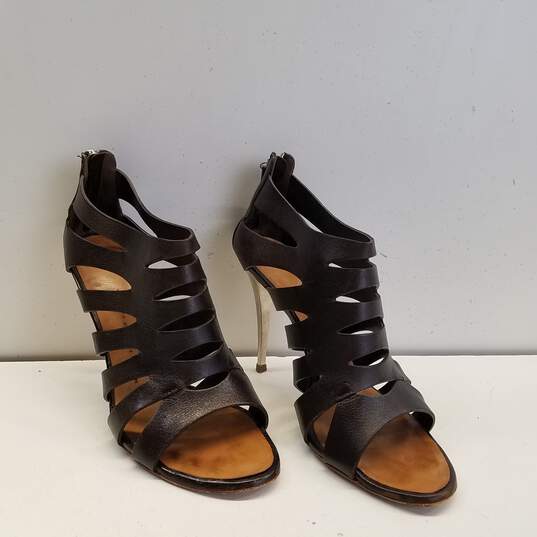 Giuseppe Zanotti Leather Cutout Heels Brown 9 image number 3