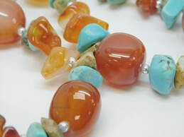 Artisan 925 Faceted & Tumbled Orange Agate Turquoise & Ball Beaded Necklaces Variety 136.2g alternative image