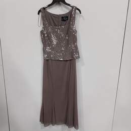 Womens Gray Sequin Scoop Neck Sleeveless Back-Zip 2 Piece Dress Size 10 alternative image