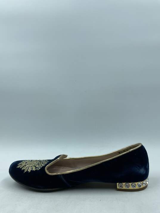 Authentic miu miu Navy Embroidered Loafers W 6.5 image number 2