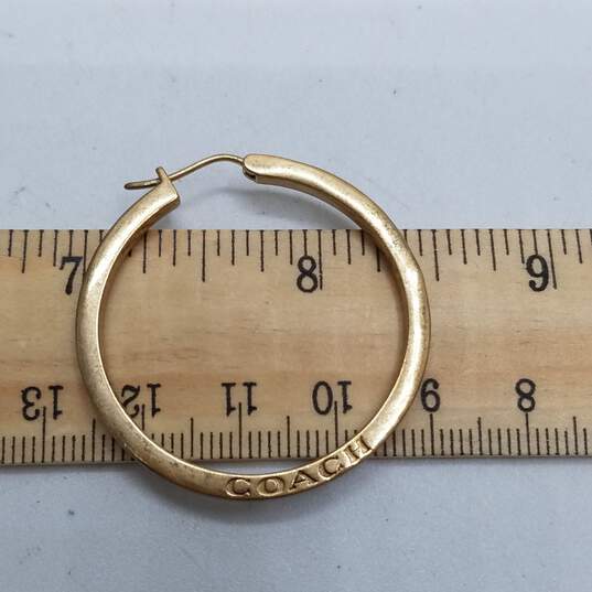 COACH Authentic Gold Tone Enamel 1.5in Hoop Earring Bundle 2pcs W/C.O.A & Box 18.7g image number 5