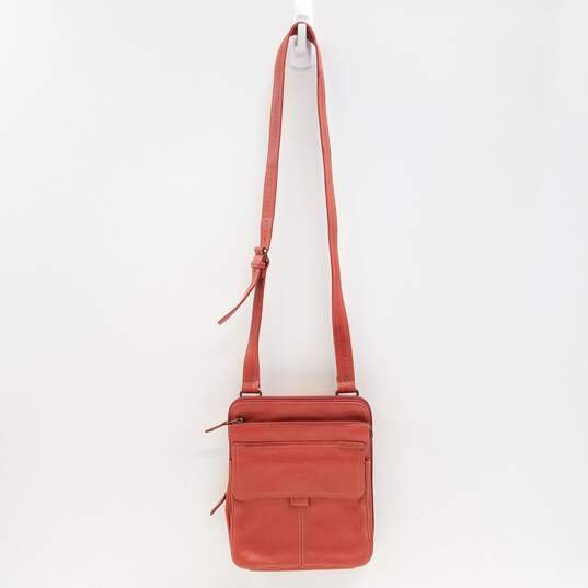 Fossil Leather North South Crossbody Terracotta image number 1
