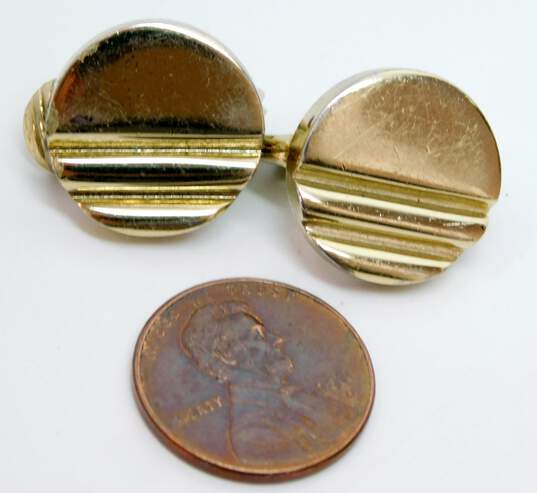 Vintage Coro Pat Pending Gold Tone Ridged Clip-On Earrings 15.6g image number 5
