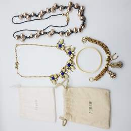 J. Crew +Cloth Pouches Assorted Gold Tone Glass Jewelry Signed Wearable Beaded Lot