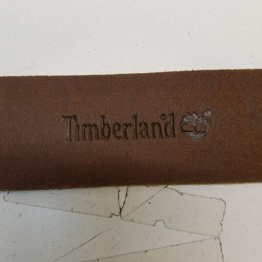 Timberland Genuine Brown Leather Men's Belt Size 32 image number 4