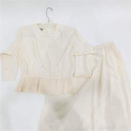 Vintage Monica Richards Women's 2 pc. Ivory Printed Blouse & Skirt Set