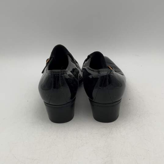 Neiman Marcus Womens Black Shiny Block Heel Slip-On Loafers Size 9.5 image number 4