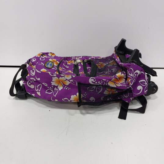 D&D Trading Purple Hawaiian Themed Rolling Backpack image number 4