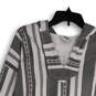 Mens Gray White Striped Long Sleeve Kangaroo Pocket Pullover Hoodie Size XS image number 3