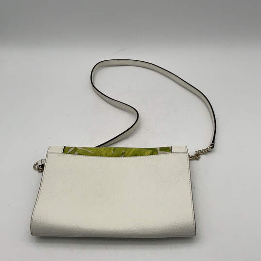 Womens White Green Leather Tropical Print Semi Chain Strap Crossbody Bag image number 2