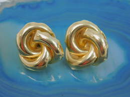 14K Gold Puffed Interlocking Circles Knot Post Earrings 2.4g