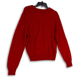 Womens Red Knitted Long Sleeve Spread Collar Pullover Sweater Size XL alternative image