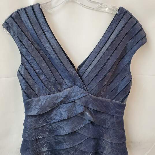 Adrianna Papell Blue Sleeveless Tiered Pleated Cocktail Dress Size 4 image number 2