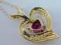 Romantic 10K Yellow Gold Ruby Heart Pendant Necklace 1.7g image number 6