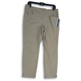 NWT Christopher And Banks Womens Taupe Khaki Shaped Fit Mid-Rise Ankle Pants 12P