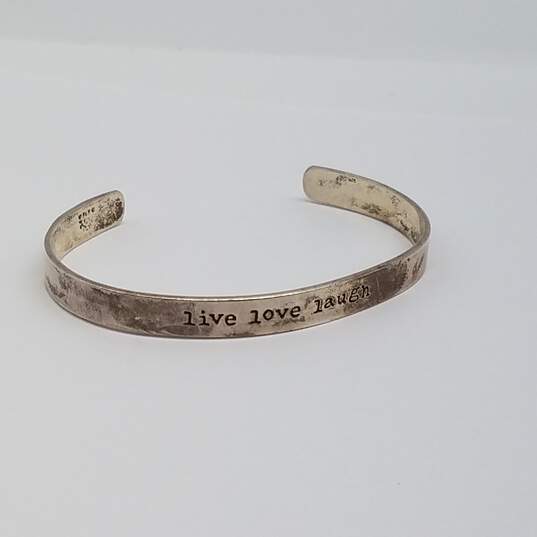 FAR Sterling Silver Live Love Laugh Cuff 5 Inch Bracelet 11.0g image number 1