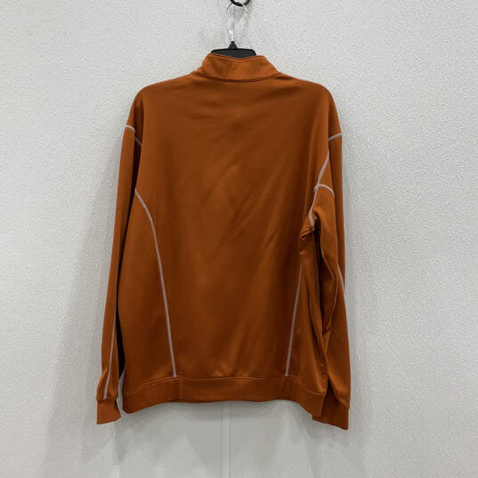 Mens Orange Long Sleeve Mock Neck Quarter Zip Pullover Sweatshirt Size L image number 2