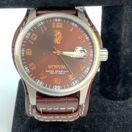 Designer Invicta Brown Leather Strap Round Analog Dial Quartz Wristwatch
