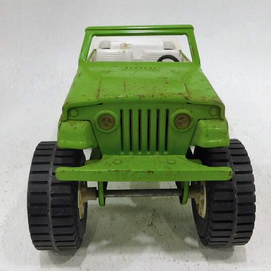 VTG 1970s Tonka Stump Jumper Jeep Green Pressed Steel Toy No Top image number 3