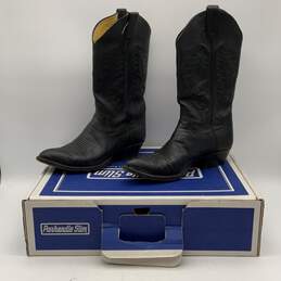 IOB Panhandle Slim Womens Black Block Heel Pull-On Cowboy Western Boots Size 7 alternative image