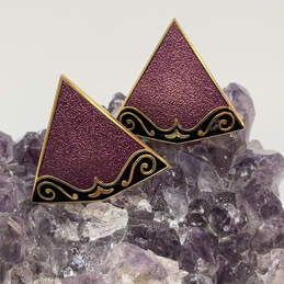 Designer Isle Of Skye Gold-Tone Triangle Shape Classic Stud Earrings